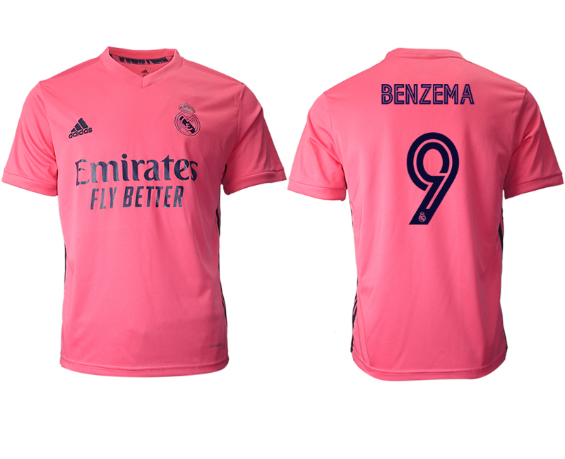 Men 2020-2021 club Real Madrid away aaa version #9 pink Soccer Jerseys
